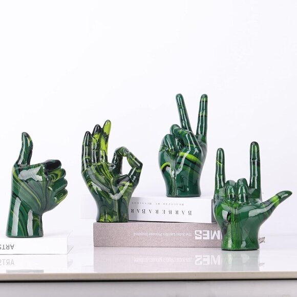Emerald Green Home Décor Peace Symbol Statue for Living Room Bedroom Sign Décor - Picture 7 of 8